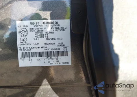 2016 Ford Edge Sel z USA, uszkodzony, nr VIN 2FMPK3J85GBC38591